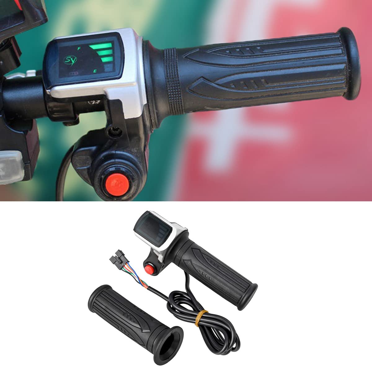 E-Bike Gasgriff Mit LCD Display – 36V, Für Lenker 22-22,8 Mm, Inkl. Schlüsselsperre