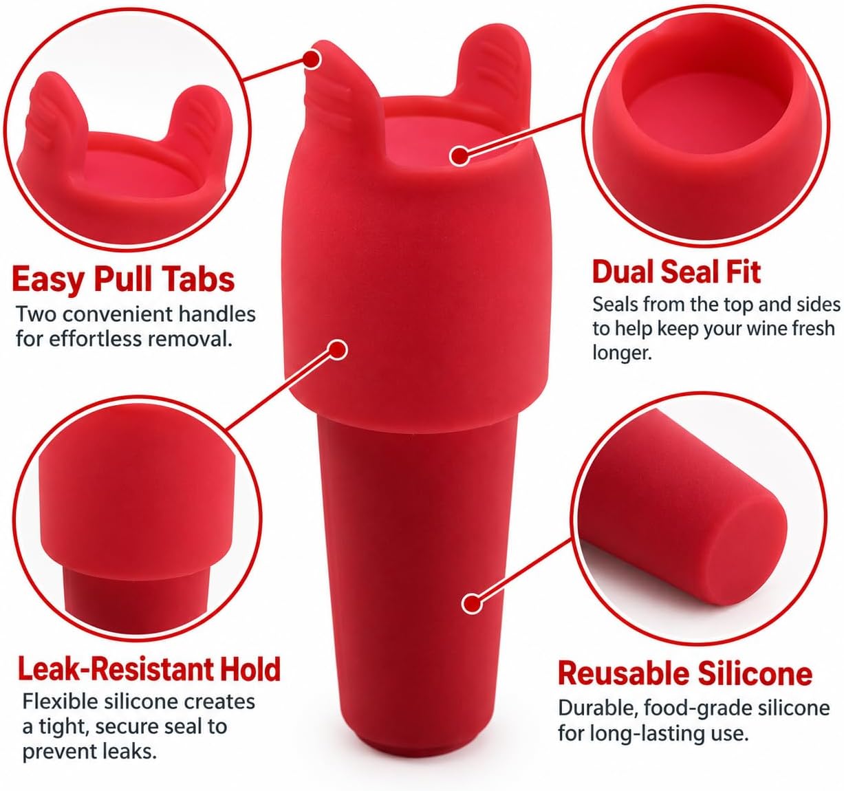 10Pcs Silicone Wine Bottle Stopper, Leakproof Wine Stoppers for Wine Bottle