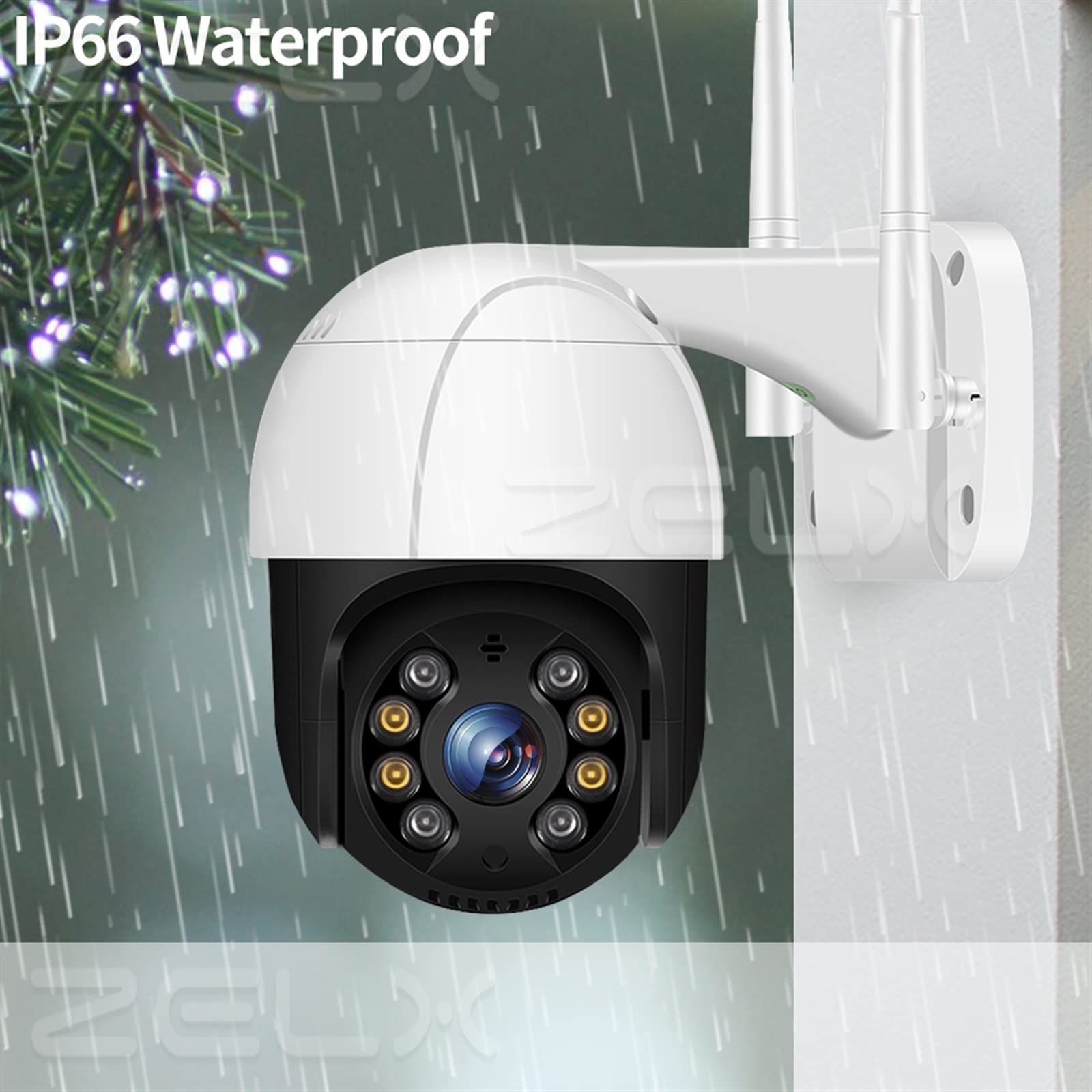 Telecamera Wifi Esterno, Telecamera IP 8MP 4K H.265 3MP HD CCTV Videosorveglianza Monitoraggio automatico 1080P Telecamera di sicurezza wireless PTZ Vista a 360 ° ,Sicurezza, Antifurto(8MP Add 64GB Ca