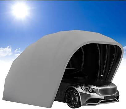 Hsurbtra Stainless Steel Grey Carport,Carport Retractable Awning, Stainless Steel Foldable Shelter, Semi-Automatic Mobile GarageL5.9/5.5m * W 2.5m * H 2.3m