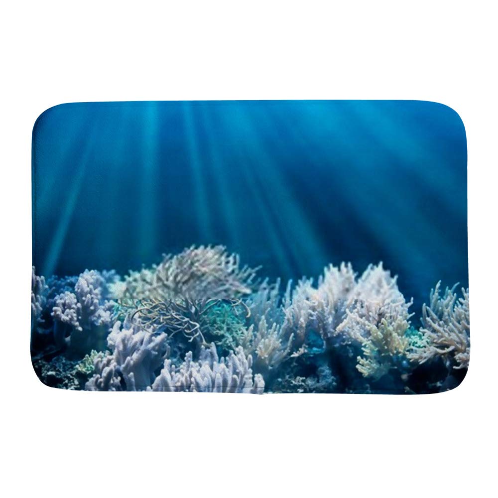 Tapis de salle de bain antidérapant CHEHONG en polaire douce grand format 36 x 24 pouces corail
