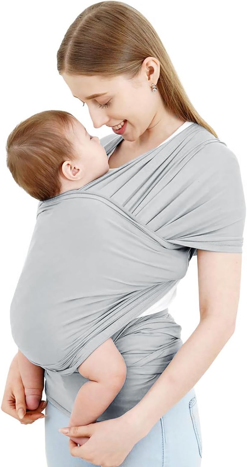 Baytion Baby Carrier Wrap- Baby Wrap Carrier for All- Breathable and Convenient Baby Sling with Various Usage- Infant Carrier for Freeing Hands- Baby Wraps Carrier for Newborn Infants- Light Grey