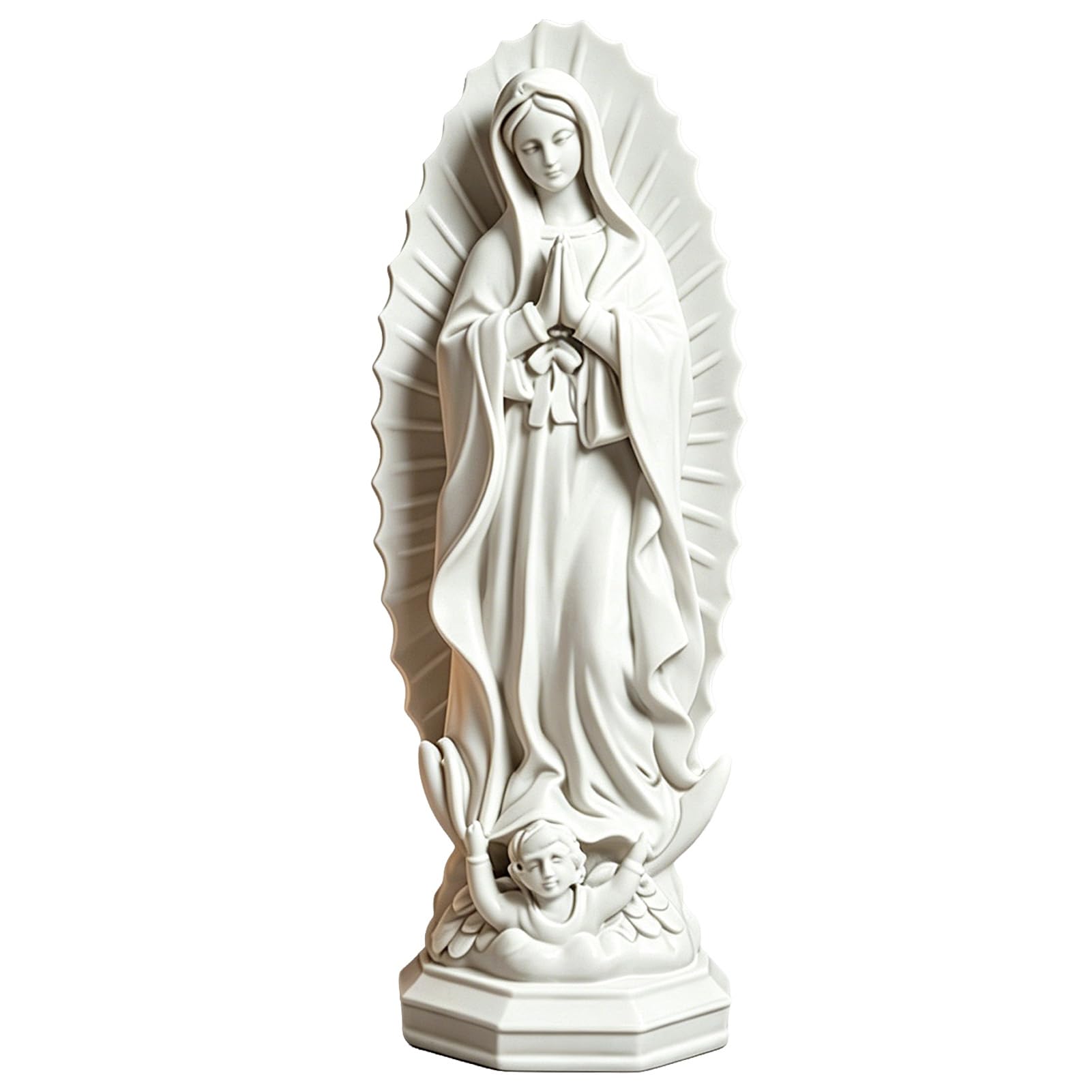 matumou Virgin Mary Statue, Religious Resin Sculpture, Blessed Holy Mother Figurine for Catholic Home Desk Decor