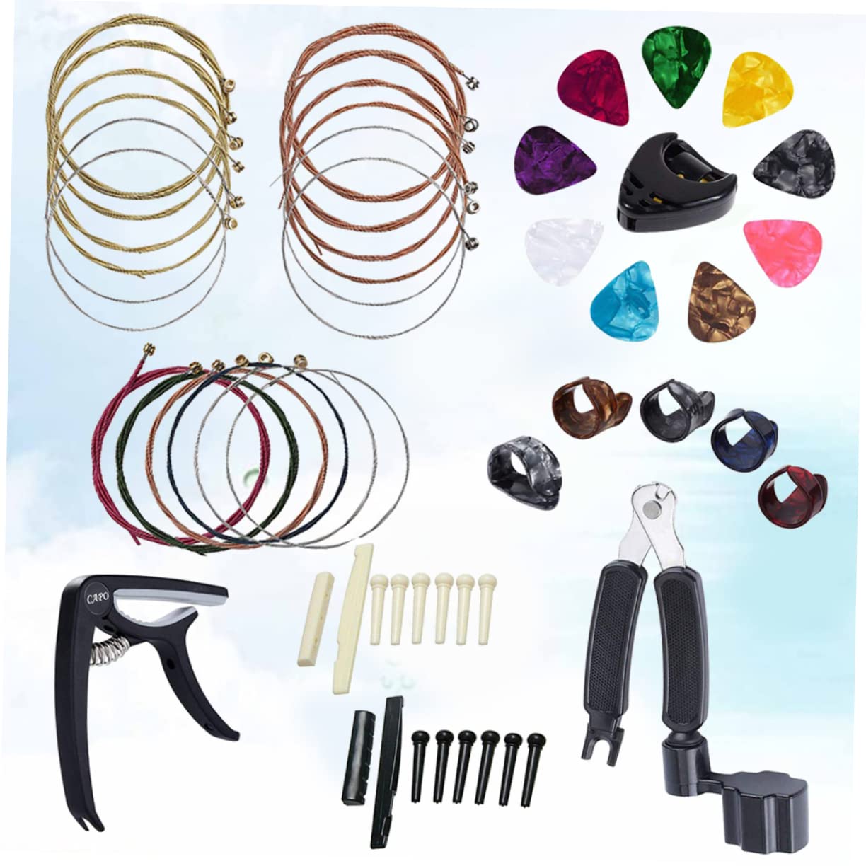 ibasenice 3pezzi Accessori Per Chitarra Capo Avvolgitore Per Corde Plettri e Porta-plettri Strumenti Leggeri e Compatti Per Musicisti Kit Completo Per Sostituzione Corde e Manutenzione