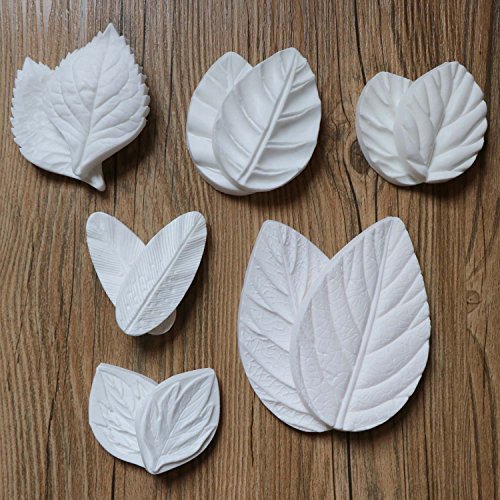 Leaf Fondant Mold, Beasea 6Pcs Fondant Leaf Cutter Silicone Leaf Cutter, Rose Leaf Mold For Fondant Leaf Veiner 3D Cake Decorations Styling Chocolate Sugar Cookie Cutter Set Silicone Mould Kit Cake #TOP7