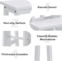 Vista 3 de Costzon Taburete plegable de 3 escalones, escalera de madera 3 en 1 con asa, pedal antideslizante, estante de almacenamiento multifuncional, estante