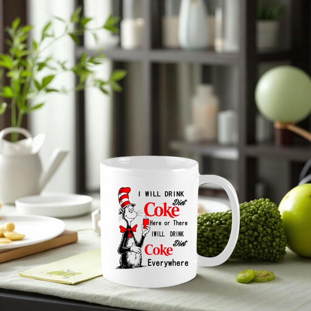 Love For Coke I Will Drink Diet Coke Here Or There For Friend Lover Husband Wife Colleague Sibling In Birthday Christmas Thanksgiving Gift,11Oz Novelty Coffee mug white - Image 9