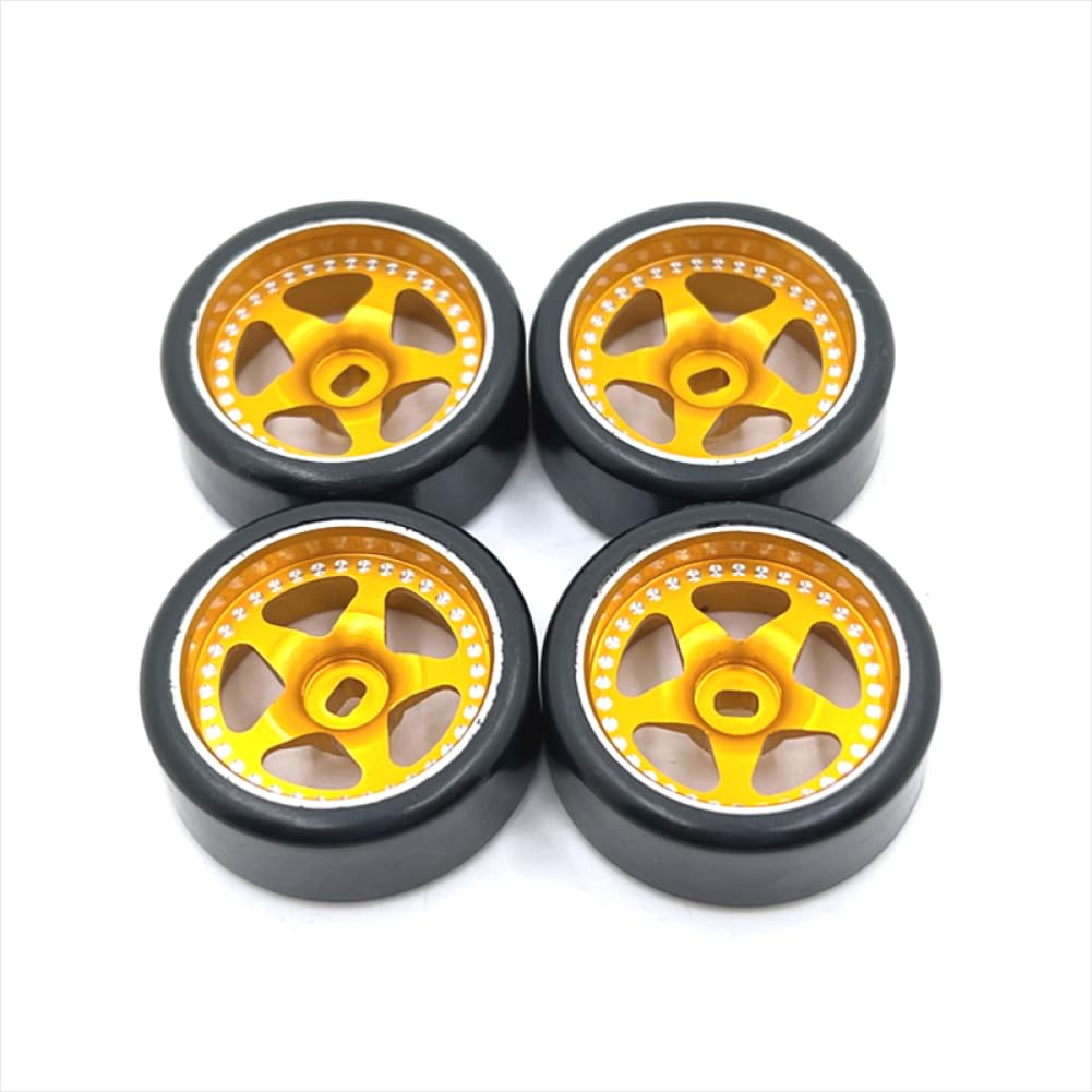 1 28 Piezas de Repuesto de Coche teledirigido Mejora de Metal neumático de Rueda de Deriva de 27mm Compatible con(Yellow)