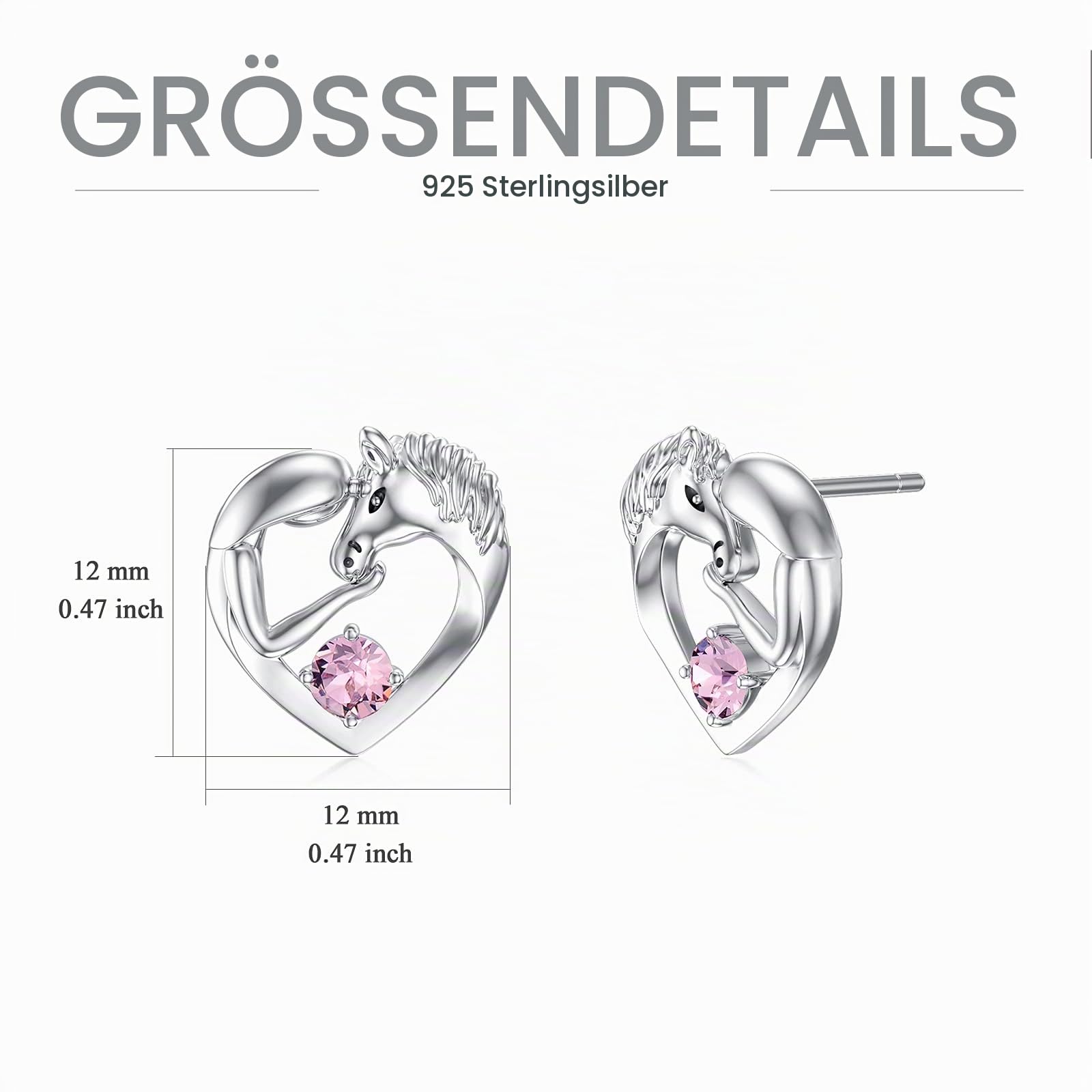 Pferde Ohrringe Sterling Silber 925 Mädchen Kinder Ohrstecker, Pferde Schmuck Geburtstagsgeschenke für Mädchen Frauen Tochter Enkelin