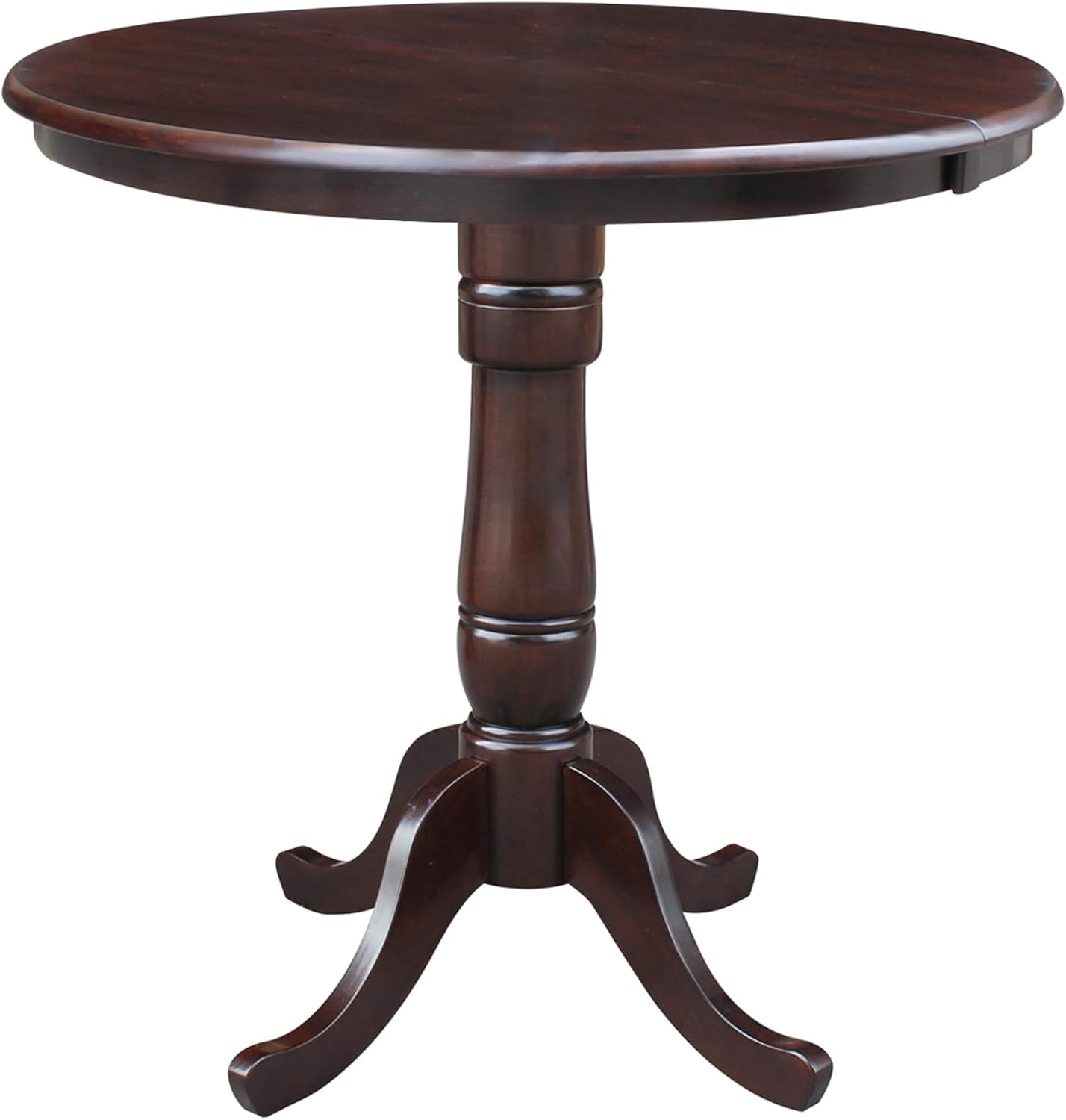 Rich Mocha Solid Wood 36" Round Extendable Counter Height Table
