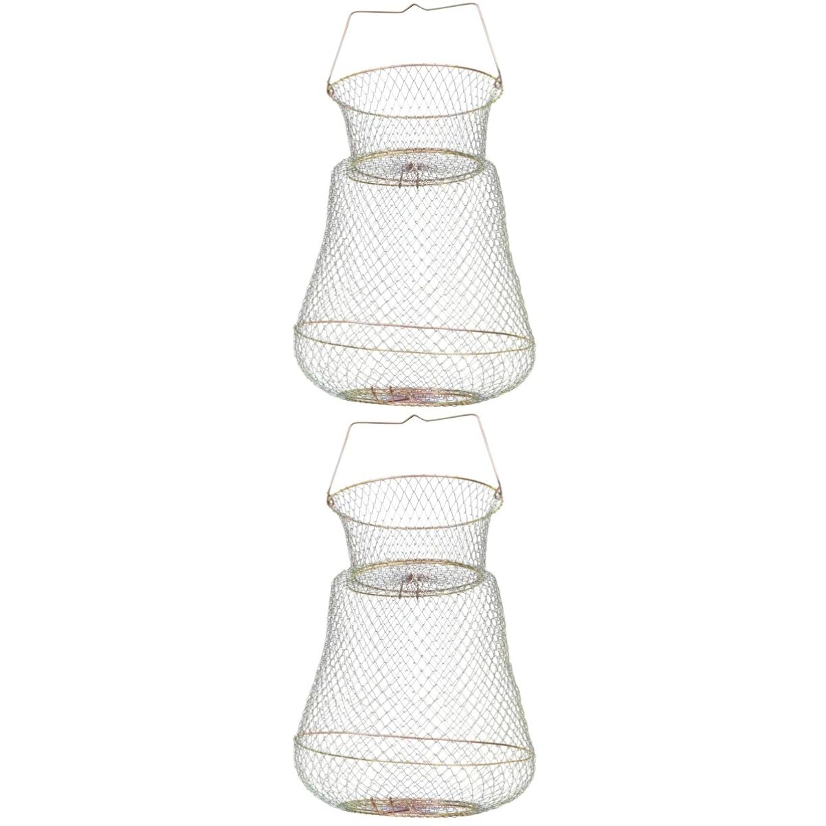 VANZACK 2pcs crab pot fishing accessories Collapsible Cast Mesh Portable Fishing bass fishing gear fishing baits outdoor accessories Iron Fish Cage Lobster Net Fishing Net Bag folding net