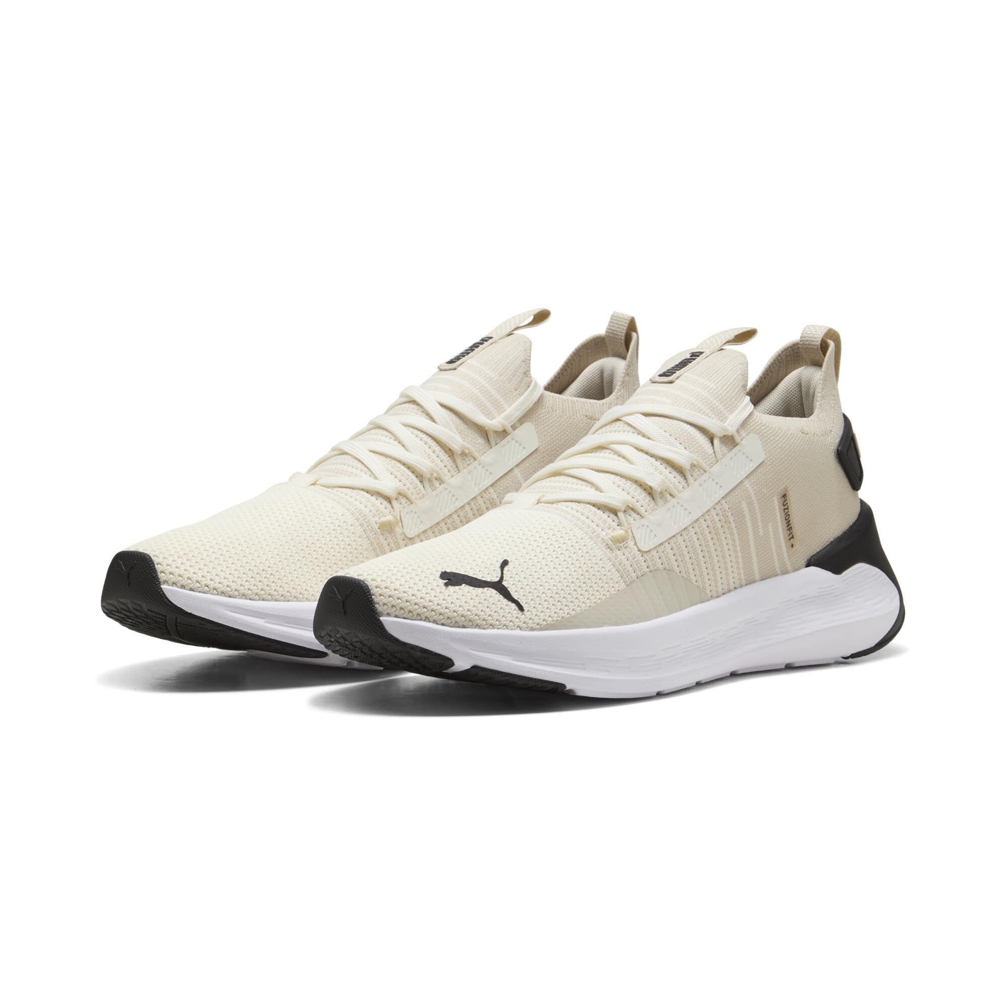 Puma Unisex SOFTRIDE Symmetry FUZION LS Straßenlaufschuh, Warmweiß-Alpine Snow Black, 38 EU