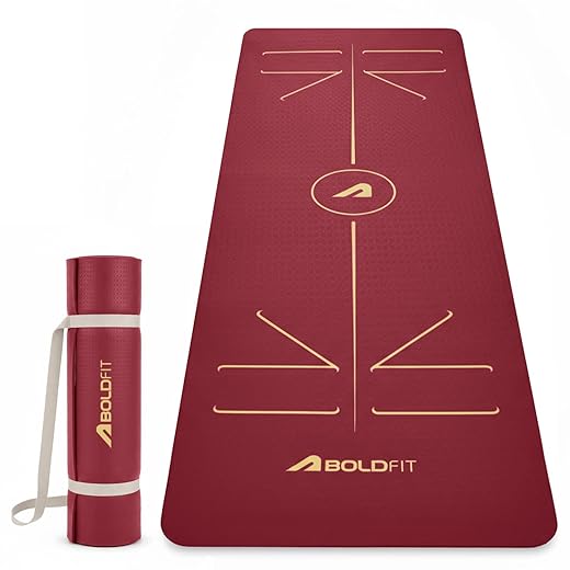Boldfit Yoga Mat for Women & Men - TPE Eco Friendly 6mm thickness Non Slip Classic Pro Exercise Mat for Home Workout Pilates Floor Exercises Gymnastics Meditation with strap