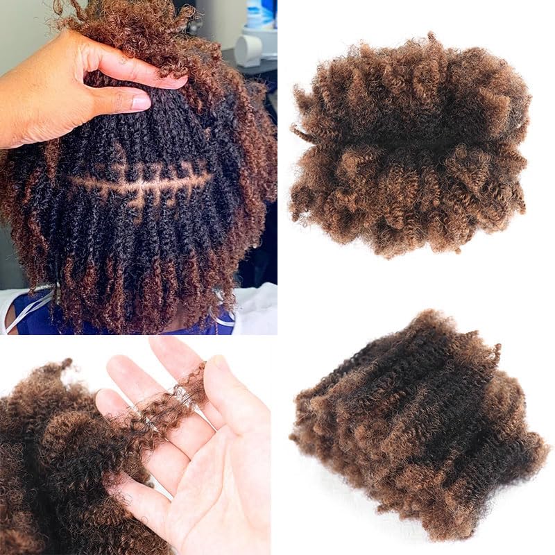 Afro Kinkys Bulk 100% Human Hair 50g/Bundle Colored Afro Kinky Curly For Crochect Lock Dreadlock Braids Hair Extensions Brown Colored
