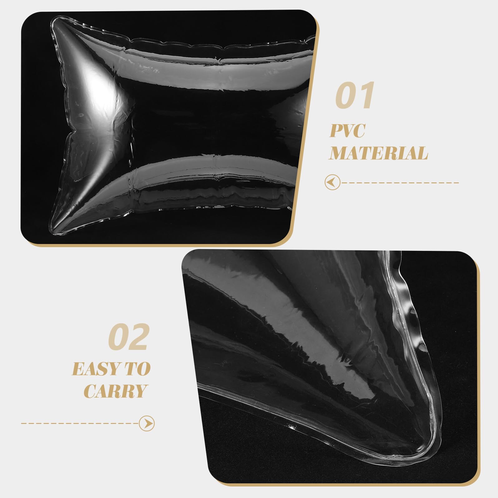 Almohada Inflable Portátil para Camping Cojín de Aire Transparente de PVC Diseño Ergonómico y Resistente para Uso Exteriores y Coche