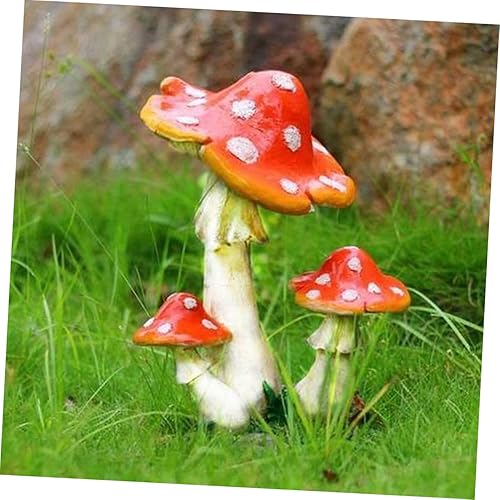 Miniatura 6 de ORFOFE 3 Micro Landscape Ornament Flower Pots Mushroom Landscape Miniatures Mini Mushroom Figurines Mini toadstools Artificial Plant Miniature Fairy