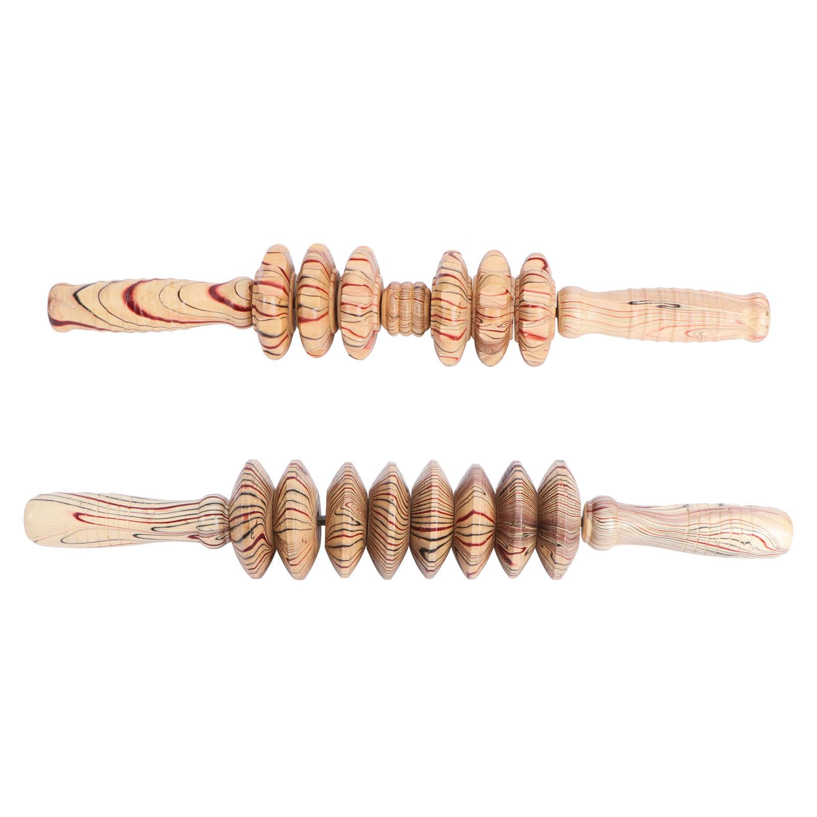 2 Stück Holz Massageroller Bauchmassagegerät mit Rollenmassagefunktion zur Muskelentspannung und Gezielter Bauchmassage für Fitness und Alltag