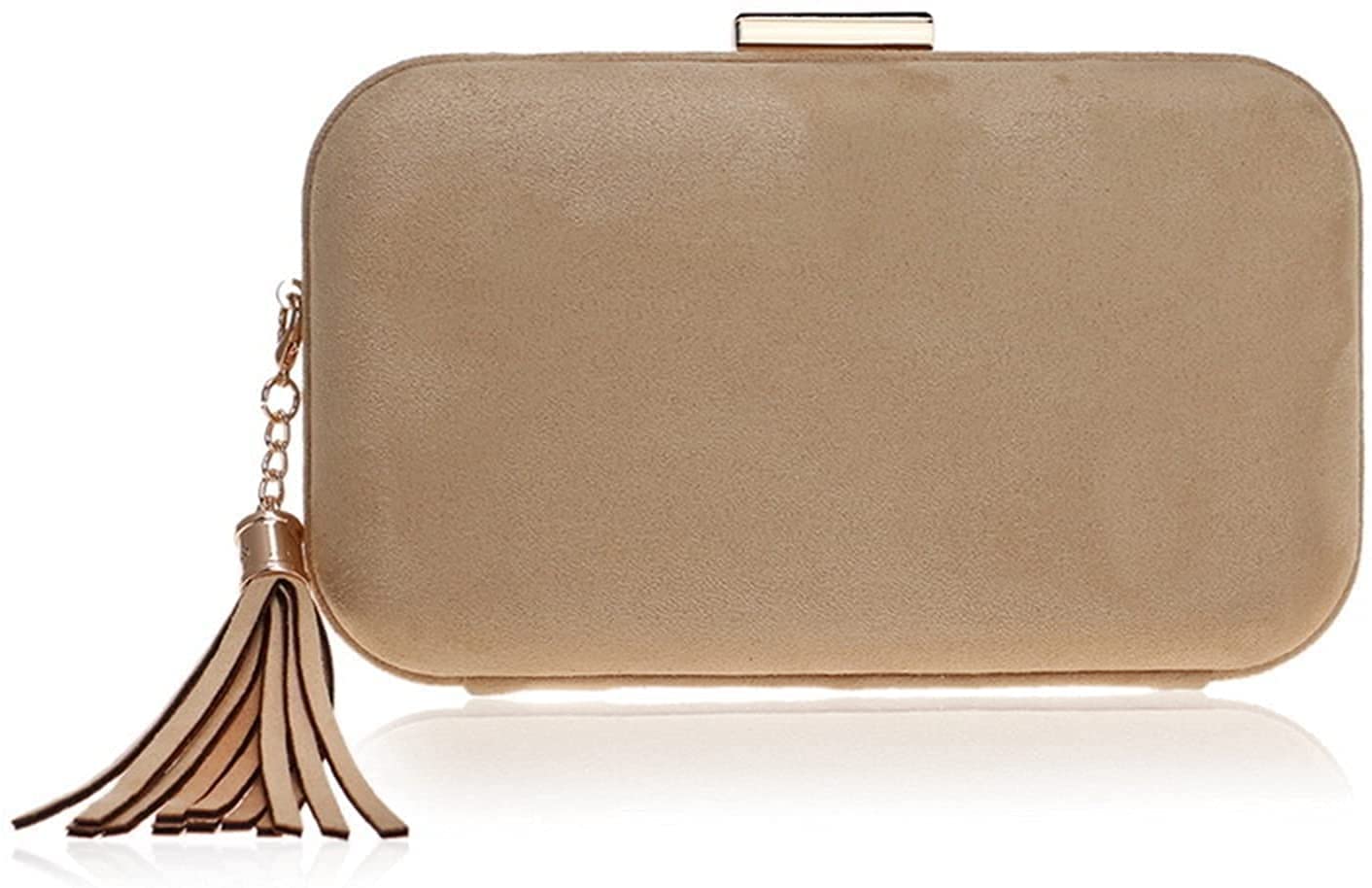 RajoNN Borse da Sera da Donna,Pochette da Donna in Velluto Tinta Unita Borsa da Festa Formale Hardbox (Khaki) (Khaki)