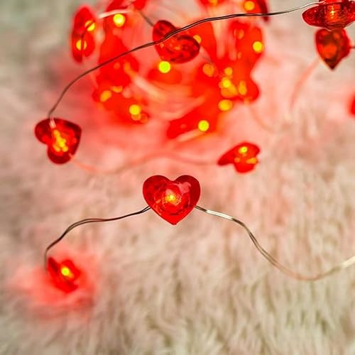 Miniatura 17 de Guirnalda de luces LED en forma de corazones rosas, 3 m, alimentada por pilas, temporizador, luces intermitentes, impermeable, para Navidad