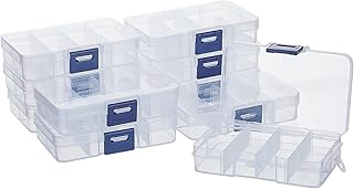 NBEADS 10 Pack 8 Grids Plastic Organizer Box, Clear Plastic Jewelry Dividers Box Organizer Mini Tackle Boxes Jewelry Storage Container for Beads Small Items Findings Storage, 2.7x4.7x0.89