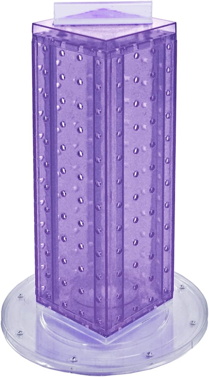 Azar Displays 700220-CLR-2C16 Four-Sided 4”W x 12” Revolving Pegboard Tower Kit Counter Display with 16-Pack of 2 inch Locking Hooks, Clear : Everything Else