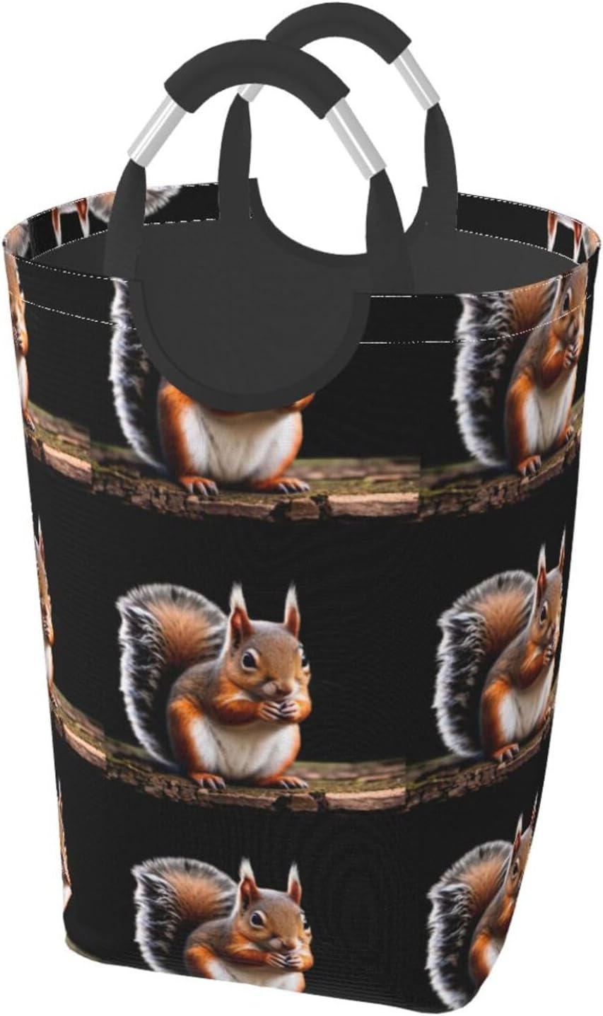 Little Squirrel Foldable storage bag, 50L capacity, suitable for laundry room, dormitory bedroom, dirty clothes storage basket.