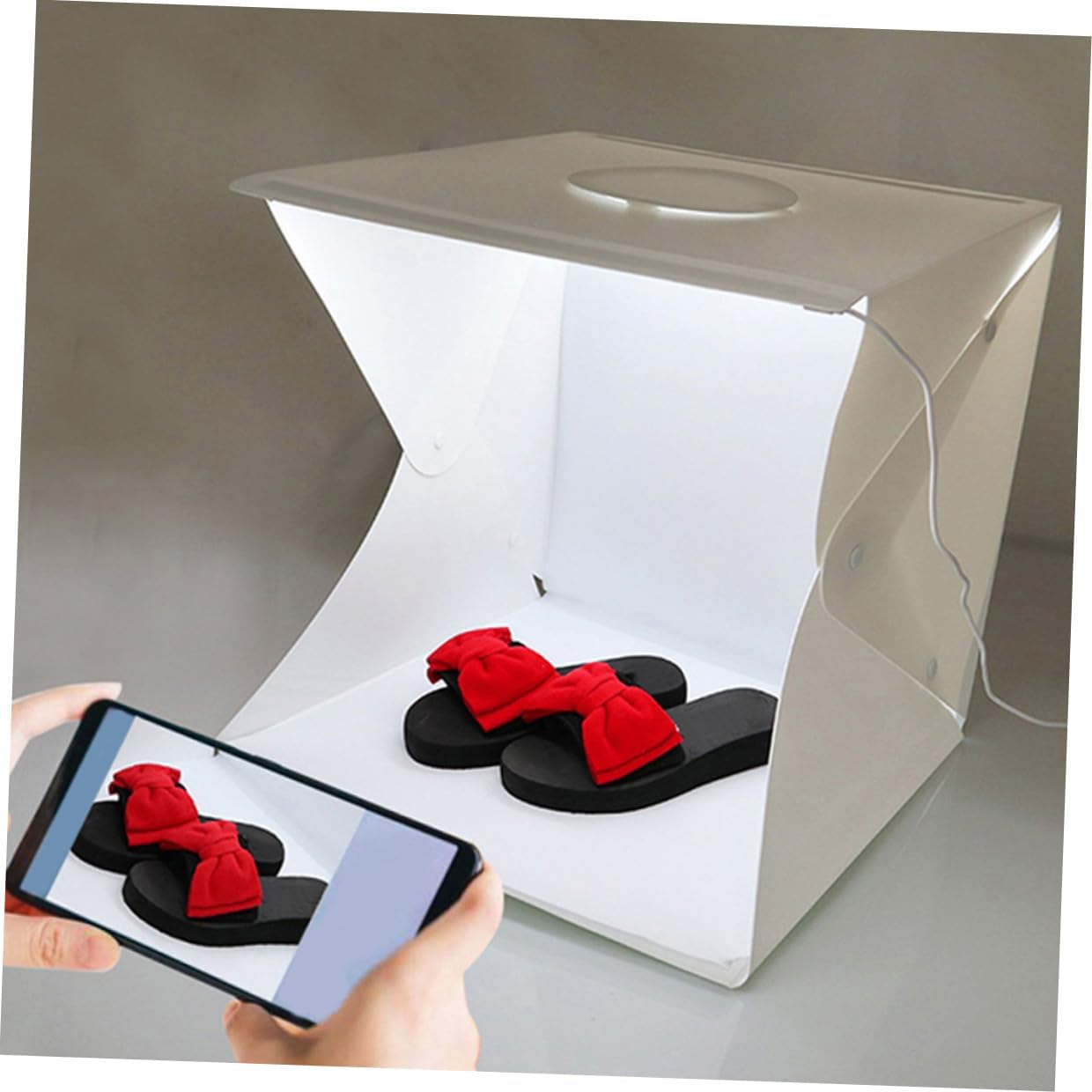 Portable Photo Light Box with LED Strip, 30cm Foldable Photography Tent with Black and White Backdrops, Small Business Product Photography Studio Lighting for Jewelry