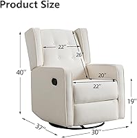 Vista 2 de CANMOV Silla reclinable giratoria basculante, silla planeadora para guardería, mecedoras para guardería, silla reclinable manual, color blanco