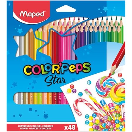 Amazon Com Maped Color Peps Triangular Colored Pencils Assorted Colors Pack Of 24 183224zv Wood Colored Pencils Office Products