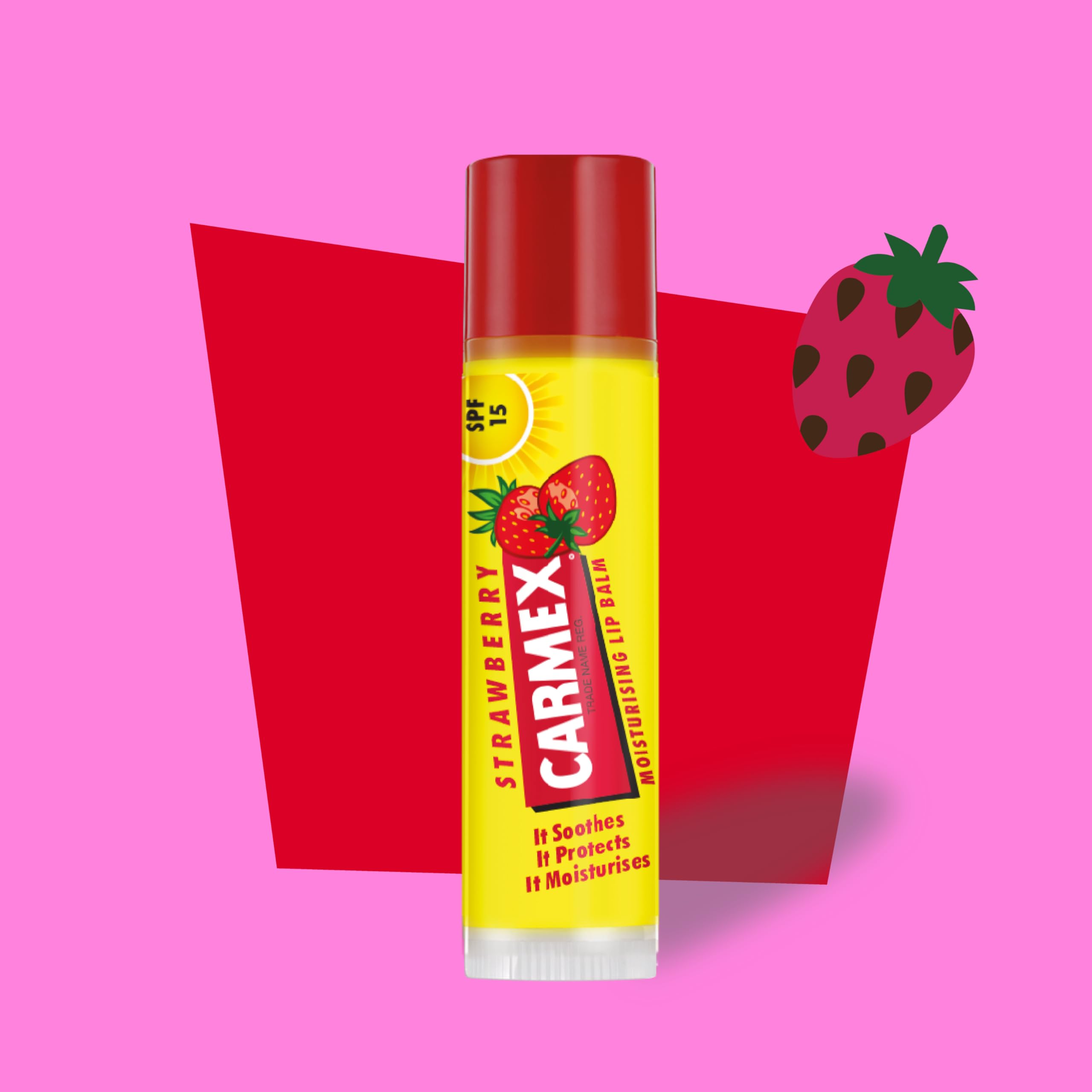 Carmex Bálsamo Labial SPF 15, Click Stick Fresa, 4.25g