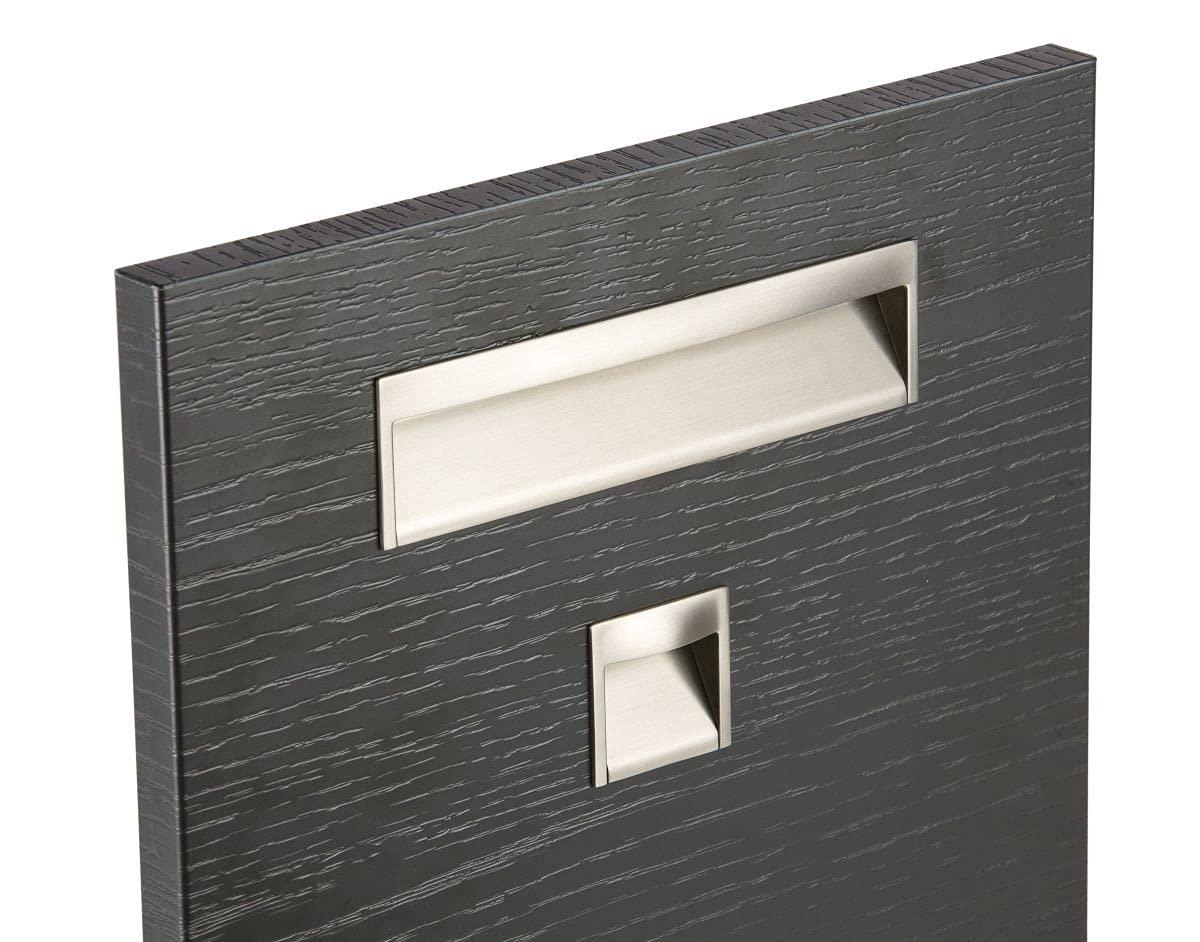 Gedotec recessed Furniture Handle Shell Handle Kitchen - Wave Small | recessed Handle with Recess | Metal Stainless Steel Look | Handle Shell for cupboards & Drawers | 1 Piece Square Cupboard Handle