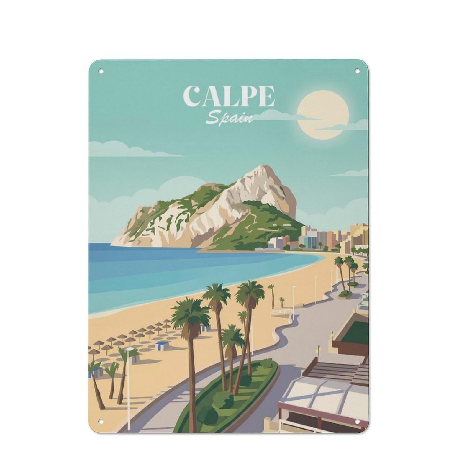 Junmoney Style-4 Calpe Spain Rustic Metal Wall Sign 40X30cm For Workshop Wall, Suited To Makers And Diy Enthusiasts