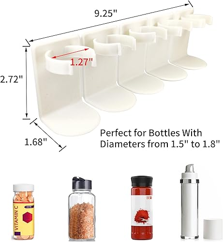Miniatura 7 de Organización de especias para gabinete, estante adhesivo para especias con clips de agarre de especias, montaje en puerta de gabinete o pared para
