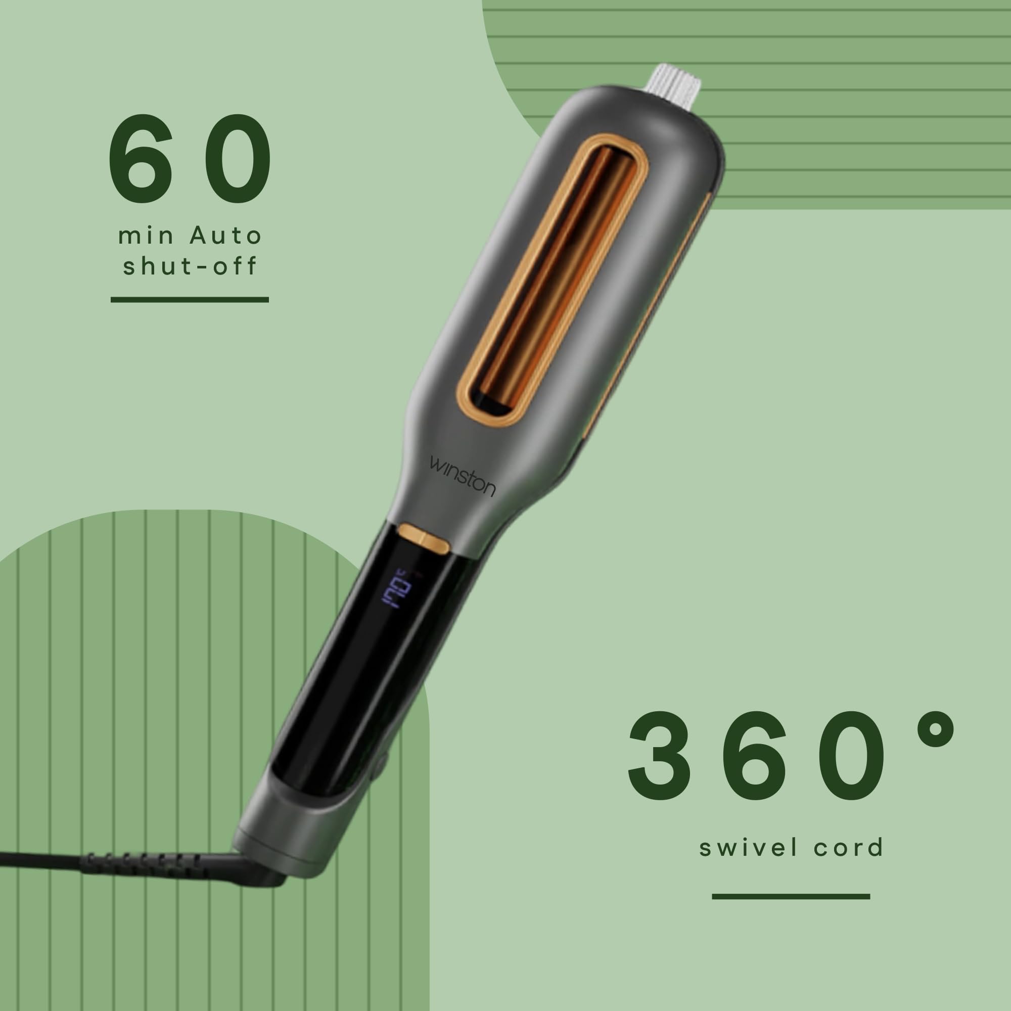 WINSTON Professional Hair Waver for Women - Adjustable Ceramic Wave Barrels (18mm/22mm/26mm), Instant Heat with LCD Display, Deep Waver Curler Machine for Frizz-Free Beach Waves - Image 5 thumbnail