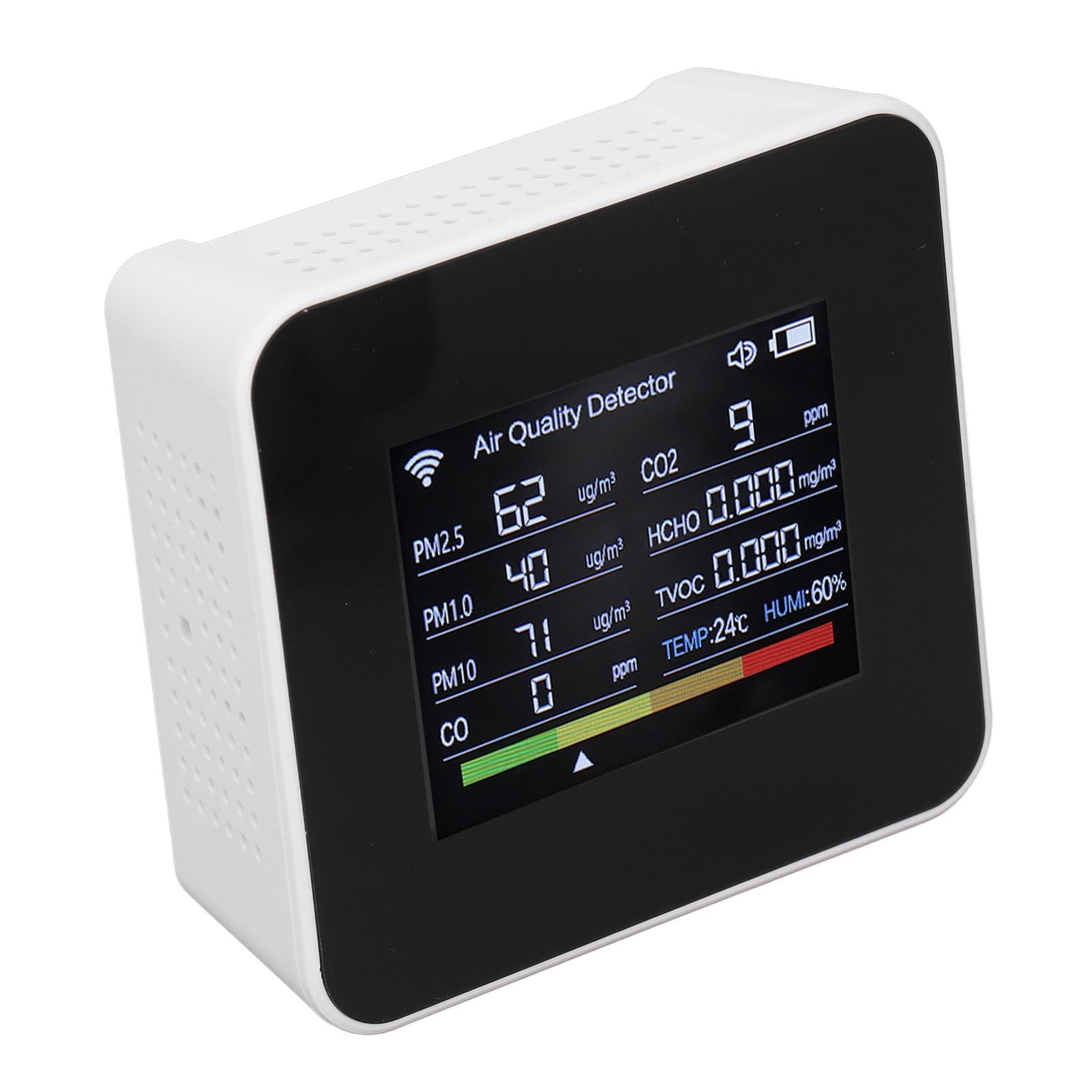 Air Quality Monitor, Indoor Air Quality Monitor with Digital Display CO2 HCHO TVOC PM2.5 CO Tester for Home Use, Indoor Air Quality Meters