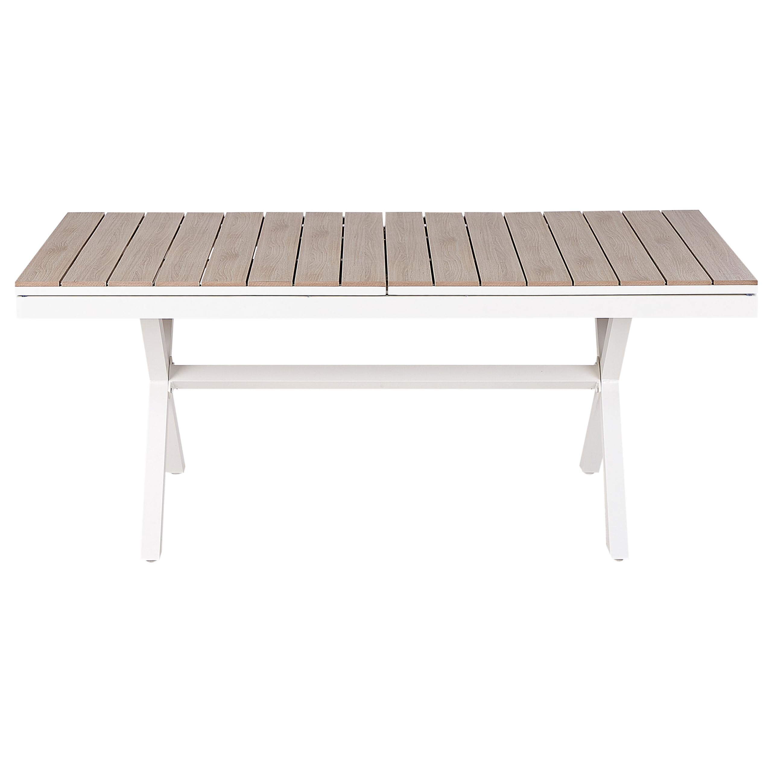 Beliani Gartentisch ausziehbar Aluminium/Kunstholz weiß 8-Sitzer 184/242 x 90 cm Fanes