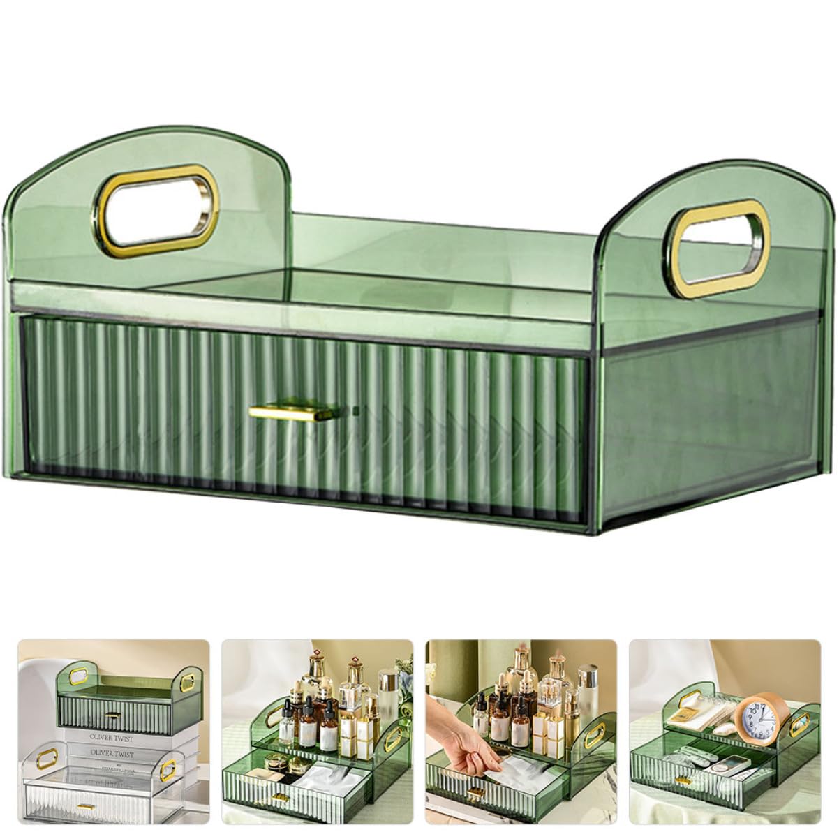 Organizzatore per Cosmetici Cassetto, Verde, PET