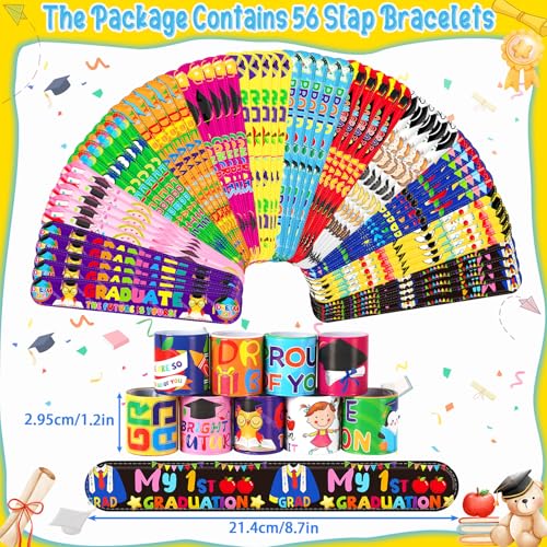 Image of JUNEBRUSHS 56Pcs Preschool Kindergarten Graduation Slap Bracelets