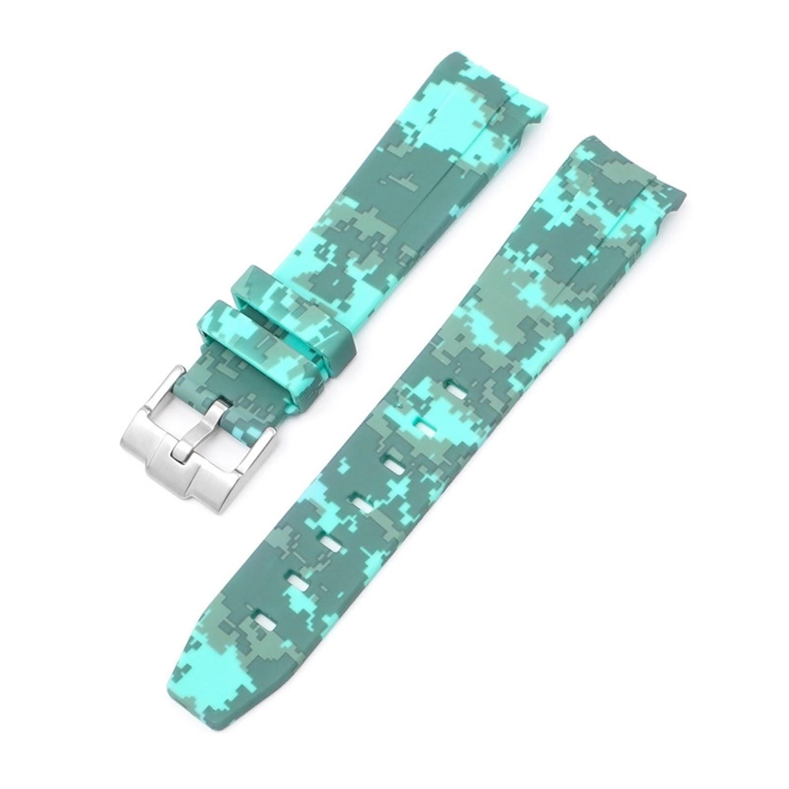 Zakrzywiony koniec 20 mm naturalny fluor gumowy pasek do zegarka zamiennik paska Rolex nowy zielony Submariner Explorer 2 role paski do zegarków
