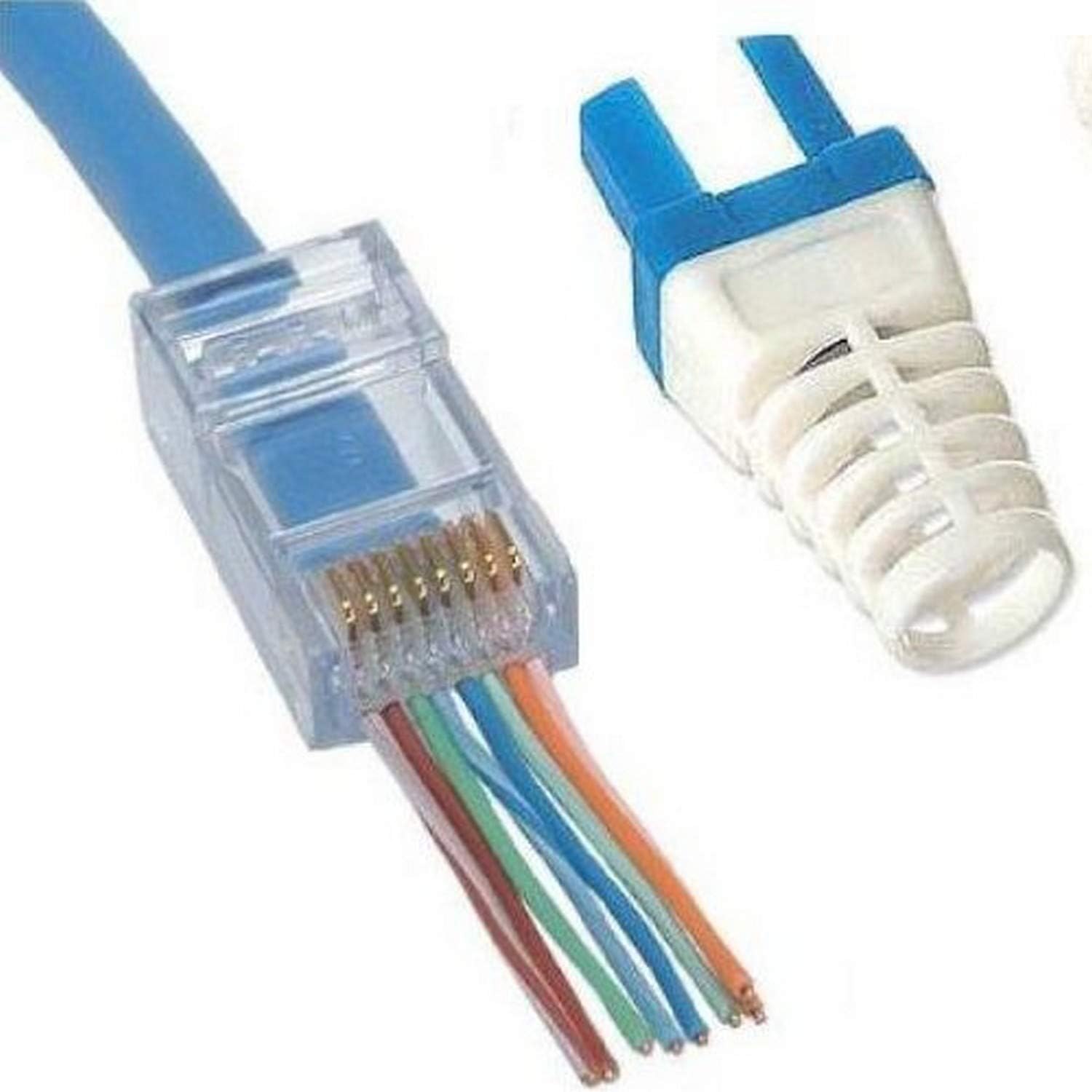 Platinum Tools100011C EZ-RJ45 Cat 6+ Combo, Includes 30 Connectors and 30 Strain Reliefs, Blue