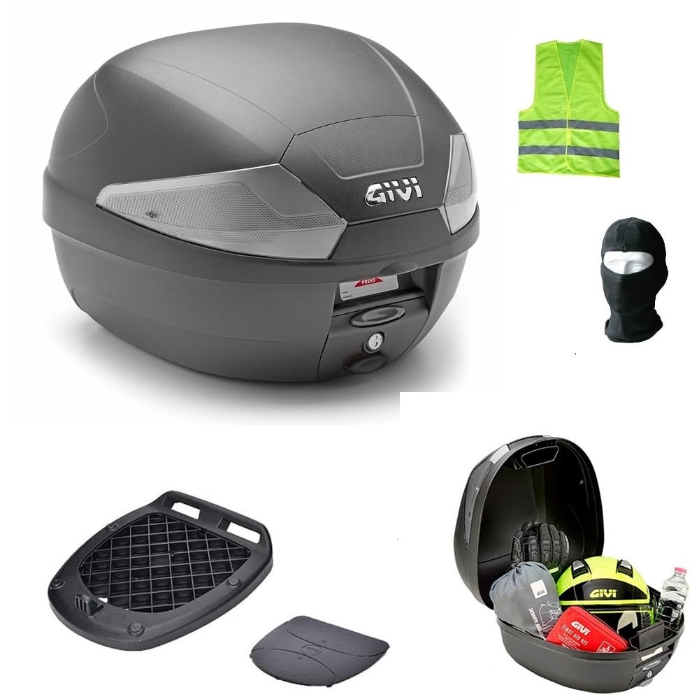 KOMPATIBEL MIT Piaggio Medley 125 TOPCASE FÜR MOTORRADROLLER B29NT2 B29 TECH 29-Liter-Koffer Kofferraum INKLUSIVE Platte UND KIT ZUR Befestigung AM HECKGEPÄCKTRÄGER