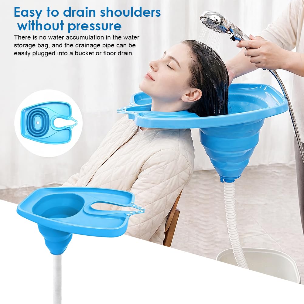 Haarwaschbecken für Bettlägerige, Mobiles Shampoo Waschbecken, Faltbares Haarwaschbecken, Tragbares Haarwaschwanne Waschbecken mit Drainage für Senioren, Schwangere, Salon, Kinder