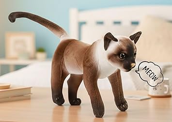 Tickles Musical Standing Cat with Meow Meow Sound Soft Stuffed Plush Animal Toy for Kids Boys & Girls Birthday Gift (Color: Brown, Size: 35 cm)