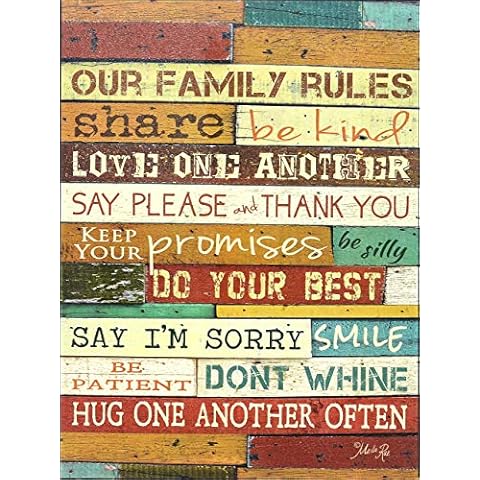 Homekor Our Family Rules Wood Wall Art Print by Marla Rae 12 x 16 Cover