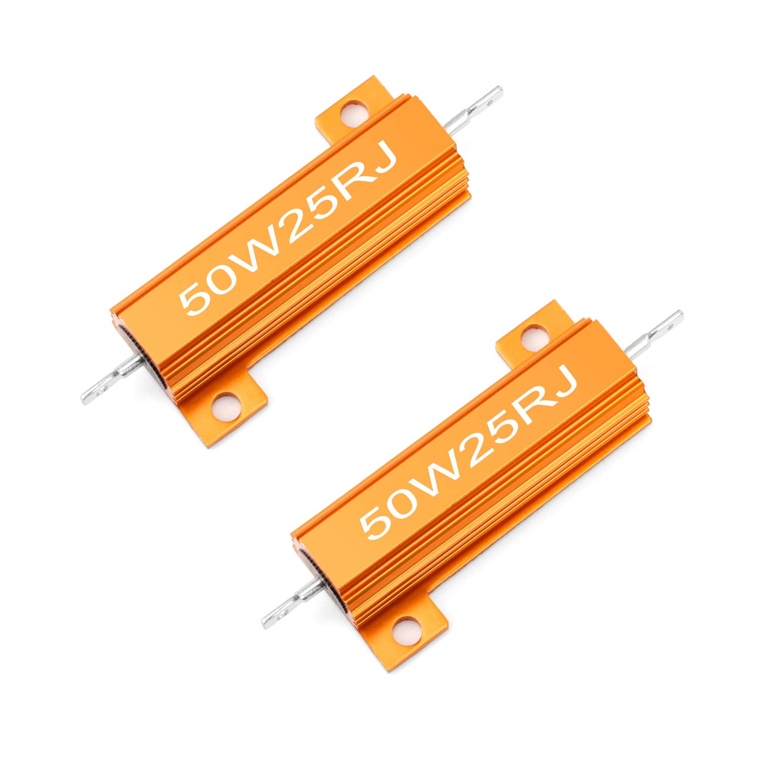 Chanzon 2pcs Wirewound Aluminum Shell Resistor 25 Ω ohm 50W ±5% Tolerance 25R Rohs Certified