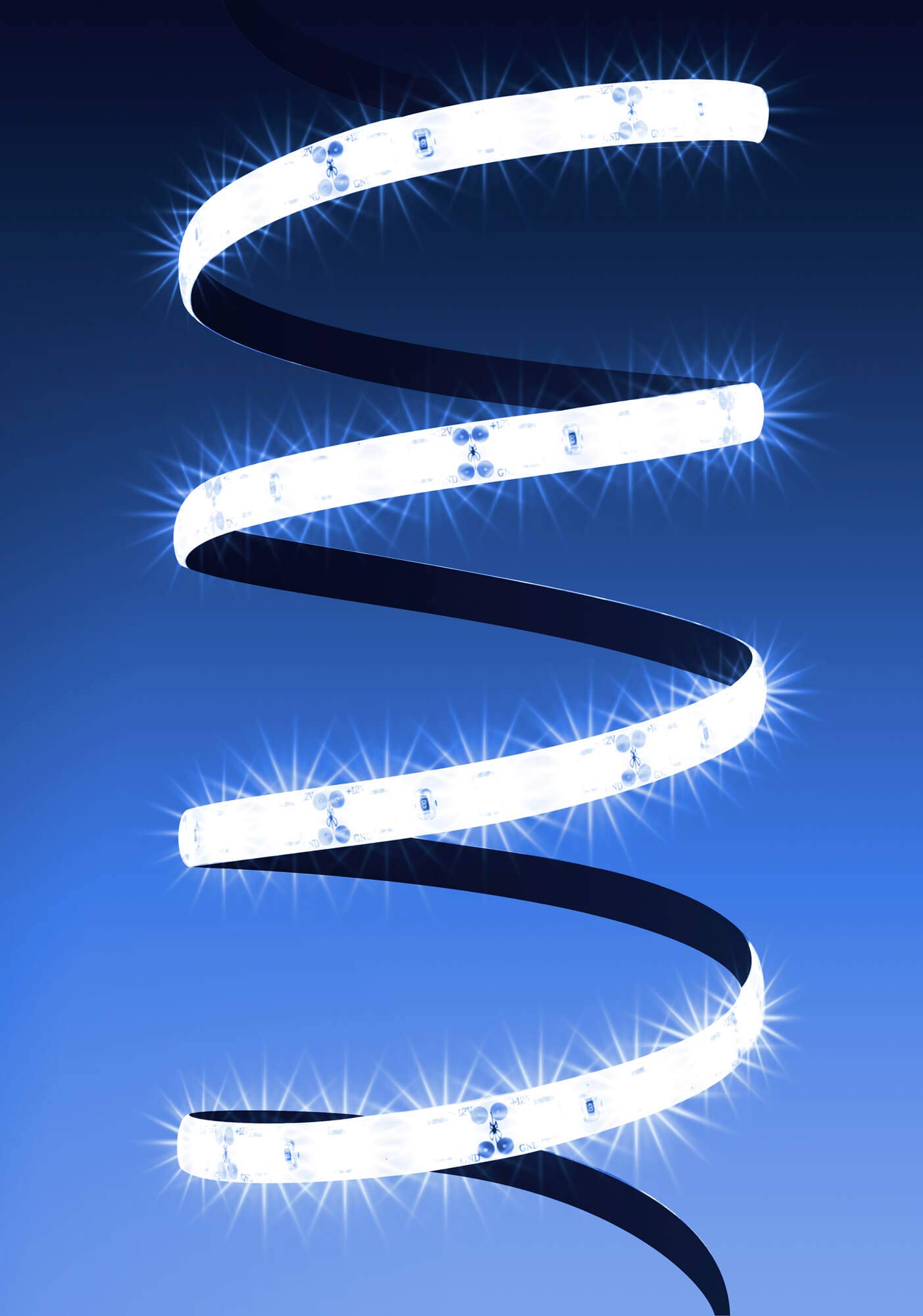 Tira de luces LED de alta potencia (5 m, 60 ledes SMD 5630, 1800 lm/m, IP65, 12 V), incluye controlador, mando a distancia y fuente de alimentación.