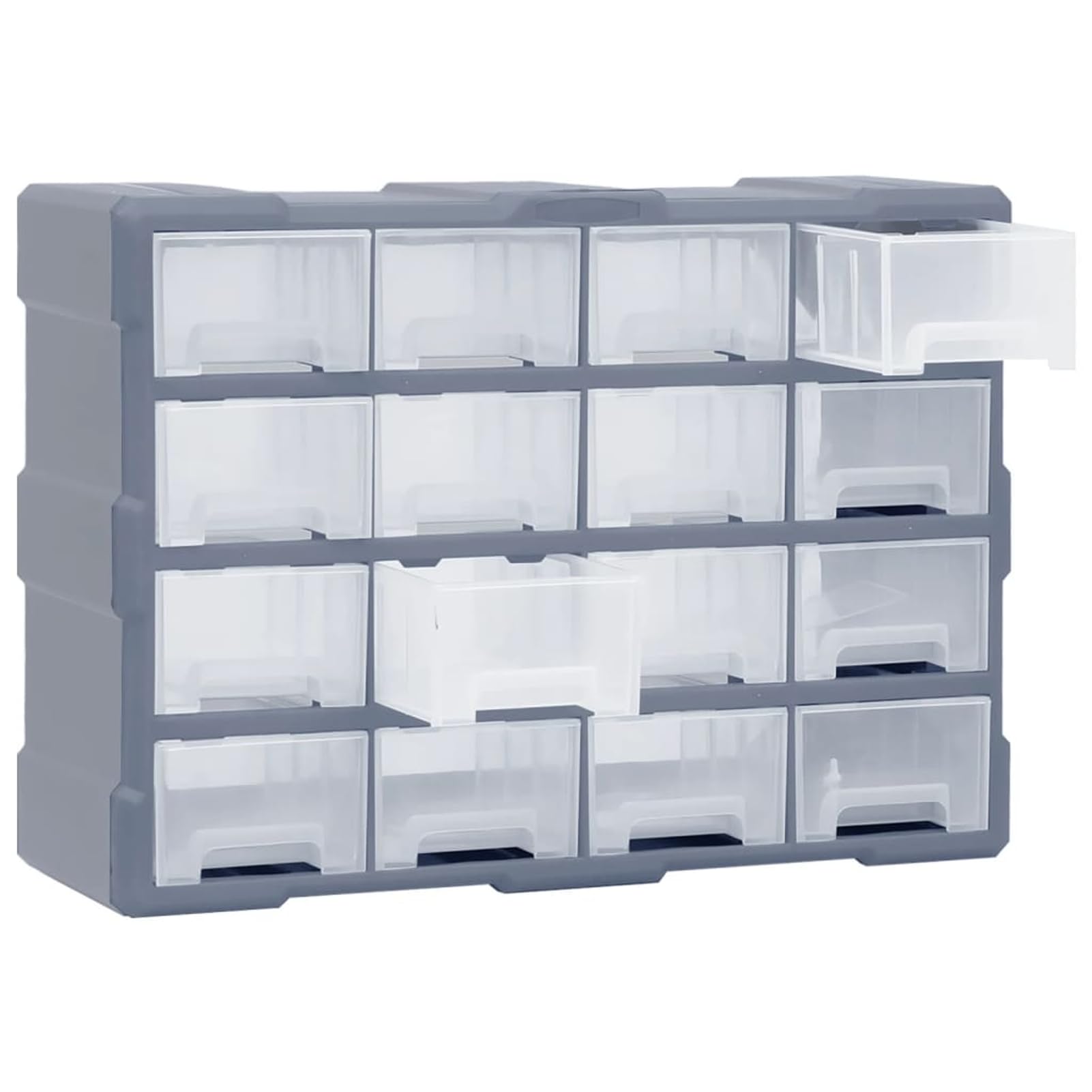 Homgoday Organizador de 16 Cajones Medianos, Caja de Herramientas Multiusos, Armario de Plástico Resistente, Gris, 52x16x37 cm, para Tornillos, Clavos y Accesorios