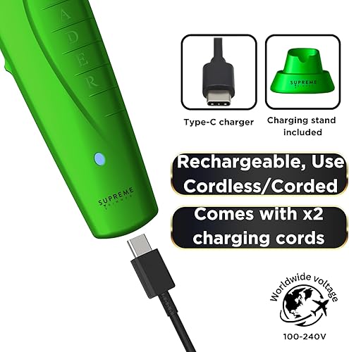 Miniatura 4 de Supreme Trimmer Vader Trimmer ST3778  210 minutos de tiempo de ejecución DLC T-Blade Wireless Barber Liner  Cortadora de barba para hombre  Verde
