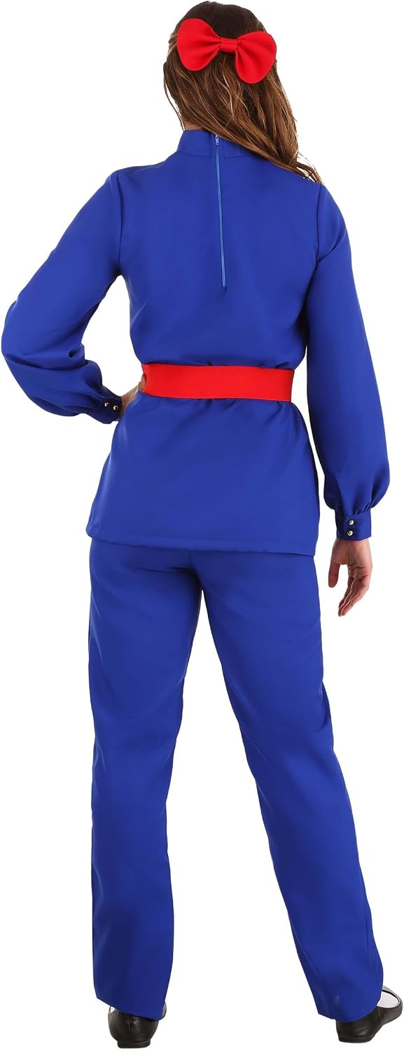 Gum-Chewing Golden Ticket Winner Costume for Women, Violet Pullover Shirt with Matching Pants and Red Belt