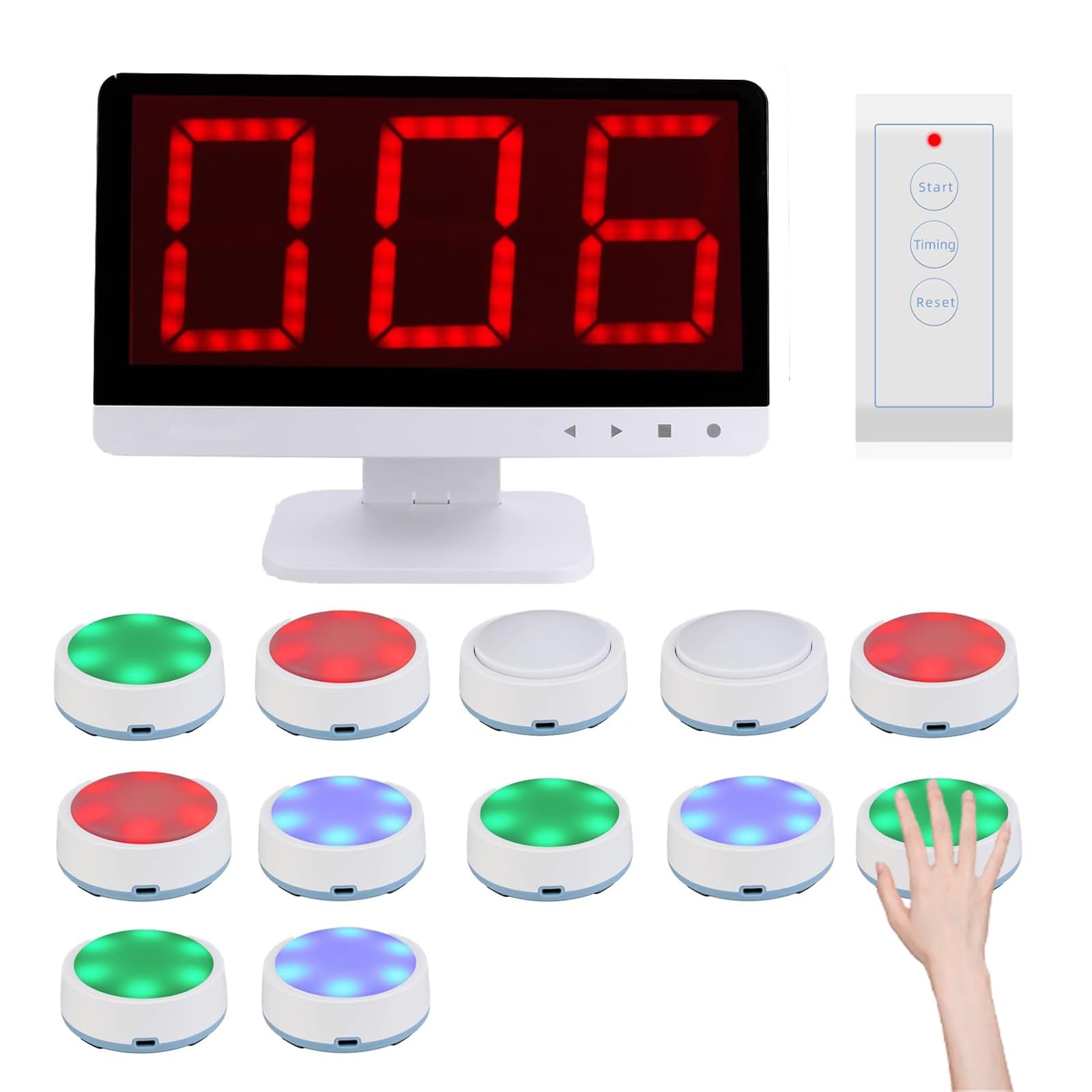 Sistema di gioco a quiz wireless con cicalini di risposta, modalità multiple per concorsi familiari interattivi